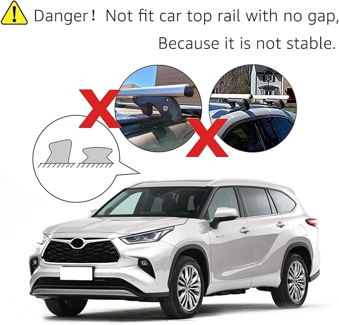 Amazon Basics Cross Rail Roof Rack, 56 inches, Fits up to 49.6" Spans between Raised Side Rails with Gap, Pack of 2, Black/Silver