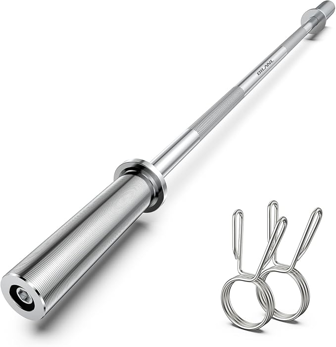 Olympic Barbell Bar 55", 2In-Weight Lifting Bar Standard Straight Barbell Bars for Bench Press/Hip Thrusts/Biceps/Lunges/Squat/Strength-Training Home Gym Weight Bar, 2 Collars(500lb Capacity)