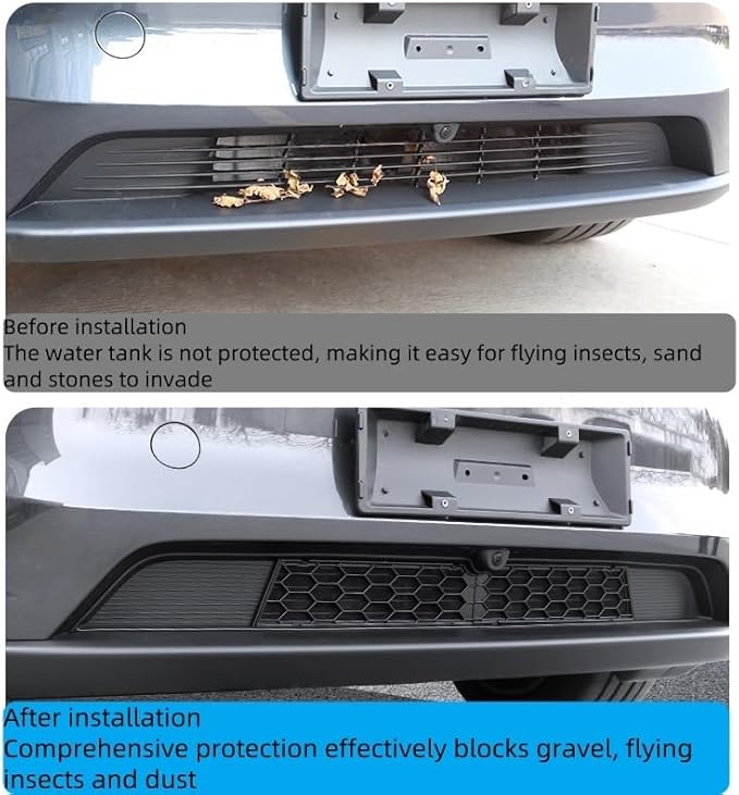 Front Grill Mesh for Tesla Model Y Juniper 2025 2026 Front Air Inlet Vent Grille Cover with Segmented Version Removable Mesh Replacement for Tesla New Model Y Accessories (Black)