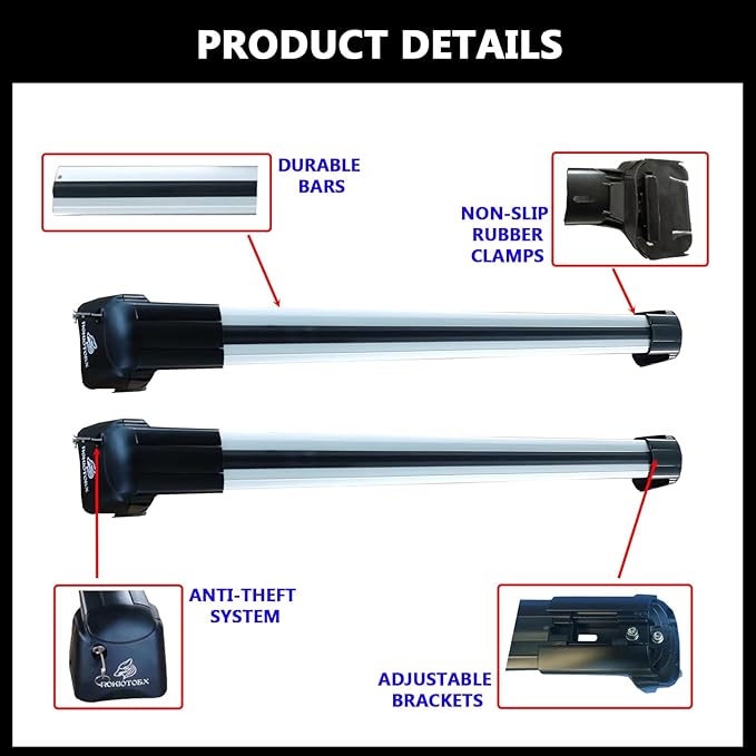 ROKIOTOEX Roof Rack Crossbars - Fit 2022– 2026 Lexus LX Flush Side Rail - Panoramic Sunroof - 220LBs Load Bar- Metal Locking Cap - Easy Install & Adjusting - Wind Noise Reduction Strip - Silver Coyote