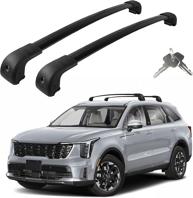 Roof Rack Cross Bars Compatible with Kia Sorento 2021-2026 & Sorento HYBIRD 2021-2026, Adjustable Aluminum Heavy Duty 300 LBS Anti-Theft Lock Cargo Carrier Rooftop Crossbar for Bike,Snowboard,Luggage