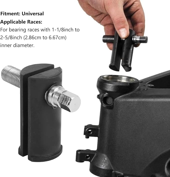 Neck Bearing Race Puller, Universal Heavy Duty High Strength Steering Neck Bearing Race Remover for 1‑1/8in to 2‑5/8in ID Races