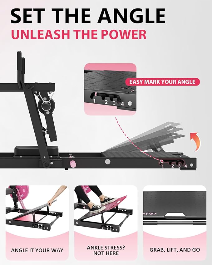 GMWD Hip Thrust Machine, 800LBS Plate-Loaded Glute Bridge Machine with Weight Holder, Heavy Duty Butt Exercise Equipment for Glute Muscles Building and Butt Shaping, Adjustable Footboard, Red