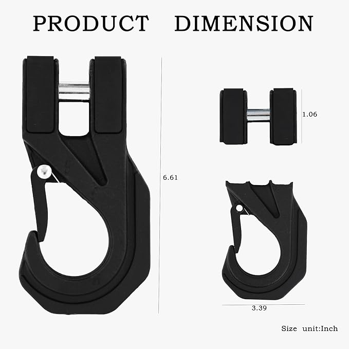 Winch Hook Heavy Duty, Max 15 Ton (35,000 Lbs), Forged Steel Winch Hook with Safety Latch for Synthetic Rope Winch Cable ATV UTV, black