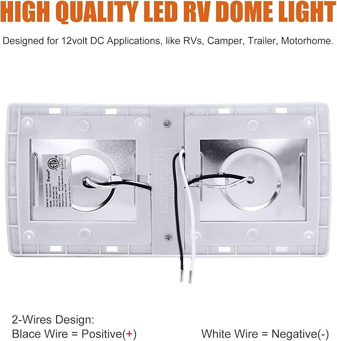 Facon Square RV Motion Sensor Light - 7W 500LM Cool White (4000K) 12V Interior Lighting, Double Dome LED Ceiling Lights for RV Bathroom Hallway Camper Boat