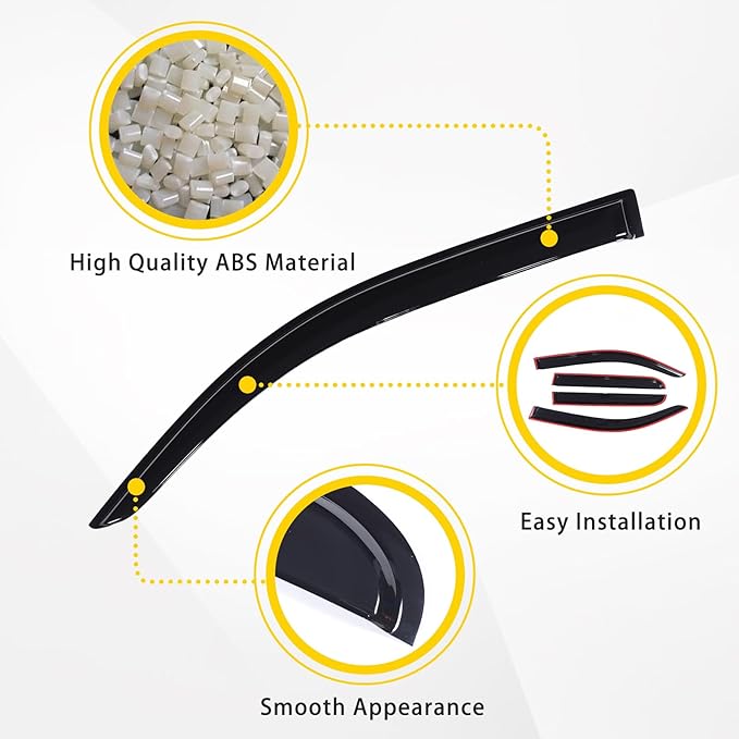 LLKUANG Side Window Visor Deflector Compatible with Toyota Tacoma 2024 2025,Rain Guards Guard Visor for Car Windows,Weather Shield Deflector Door Visor,4pc Window Shades (Black)