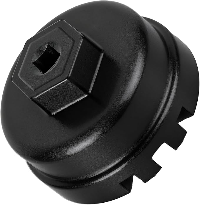 Professional 6 Slots 14 Flutes Oil Filter Wrench for Toyota, 64mm Oil Filter Removal Tool Socket, Oil Filter Cap Wrench for Corolla, Prius, Prius Prime/V, Matrix, CT200h, Scion iM/iQ/xD 1.8L Engine