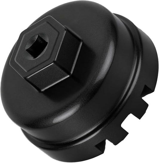 Professional 6 Slots 14 Flutes Oil Filter Wrench for Toyota, 64mm Oil Filter Removal Tool Socket, Oil Filter Cap Wrench for Corolla, Prius, Prius Prime/V, Matrix, CT200h, Scion iM/iQ/xD 1.8L Engine