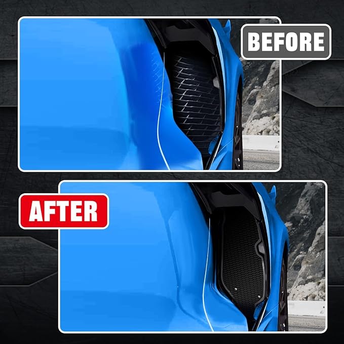 2PCS Upgrade Side Intake Mesh Grilles Insert,OEM Style Aluminum Driver and Right Passenger Side Radiator Air Intake Vent Guards Mesh Set Accessories for Corvette C8 Stingray Z51 2020+