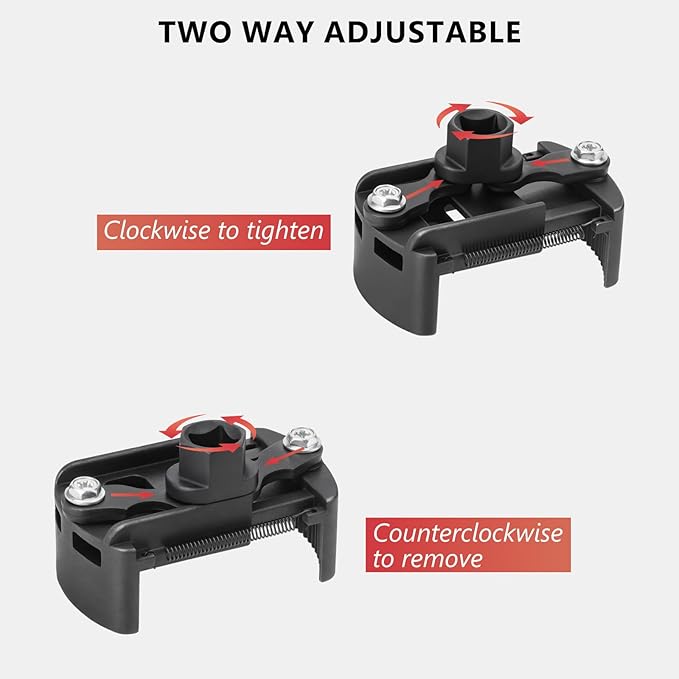 Adjustable Oil Filter Wrench Removal Tool 1/2'' Drive, Universal Oil Filter Cap Socket Wrench, fits Small & Medium-sized Spin-on Oil Filter (60-80mm)