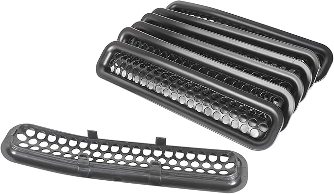 Hooke Road Wrangler Grill Mesh Inserts Front Grille Guard Cover Clip-in Matte Black for 1997-2006 Jeep Wrangler TJ & Unlimited (Pack of 7)