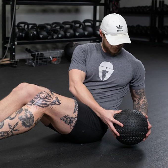 Titan Fitness Rubber Tread Slam Ball, Dead Bounce, Weight Workout - Throw, Catch, Slam, Twist
