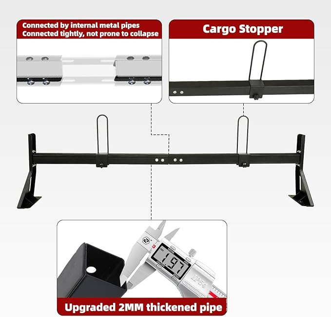 hightall Van Ladder Rack,Adjustable Length 50-61" Van Roof Rack with Cargo Stoppers,Compatible with Ford Transit150/250/350