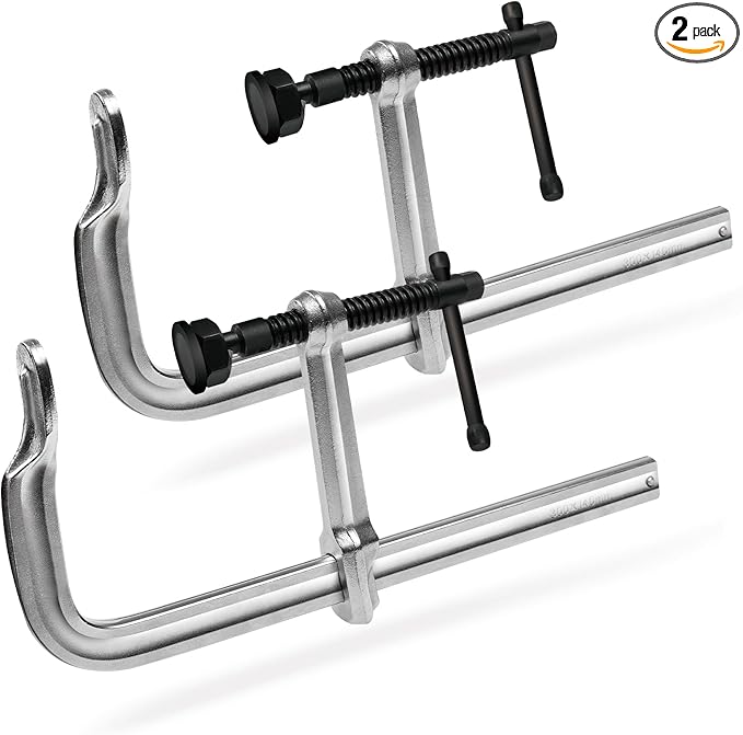 2-Pack 12-Inch Heavy-Duty F-Clamps for Welding, Woodworking & Metalworking – 3450 lbs Load Capacity,5-1/2 Inch Throat Depth, All-Steel Construction