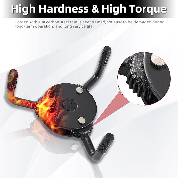 Oil Filter Wrench Adjustable, Universal Oil Filter Removal Tool, Oil Filter Change Set 2-1/2 to 4 inch & 2-3/4 to 5-1/8 inch, 1/2" Drive for Removing Motorcycles Cars Trucks