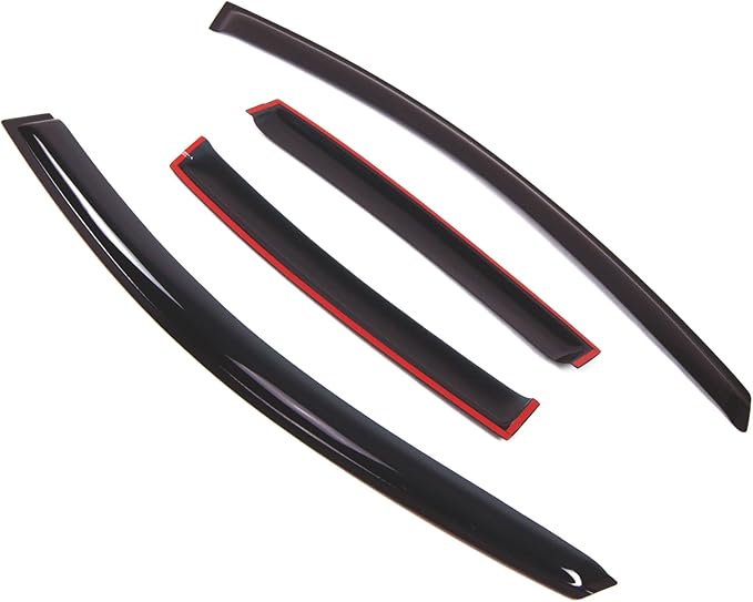 TuningPros Outside Mount Window Vent Visors Rain Guards Compatible with Toyota Echo Sedan 2000-2005 | Side Window Wind Deflectors Rain Shields | Smoke Tinted, 4 Pcs Set, DGWV-426