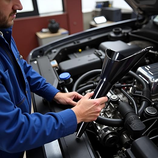 1Pc Black Multi-Function Auto Engine Oil Petrol Change Funnel Long Stem Plastic Funnel for Car Motorcycle ATV Boat, Oil System Tools, Multi-Function Circular, Large:28cm (11.02in)