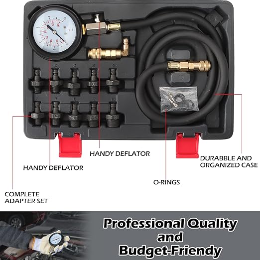 Oil Pressure Tester Kit 0-140 PSI, Professional Engine Oil Pressure Gauge Diagnostic Tool for Cars, Trucks, ATVs, Motorcycles - Universal Fit, Accurate Measurement