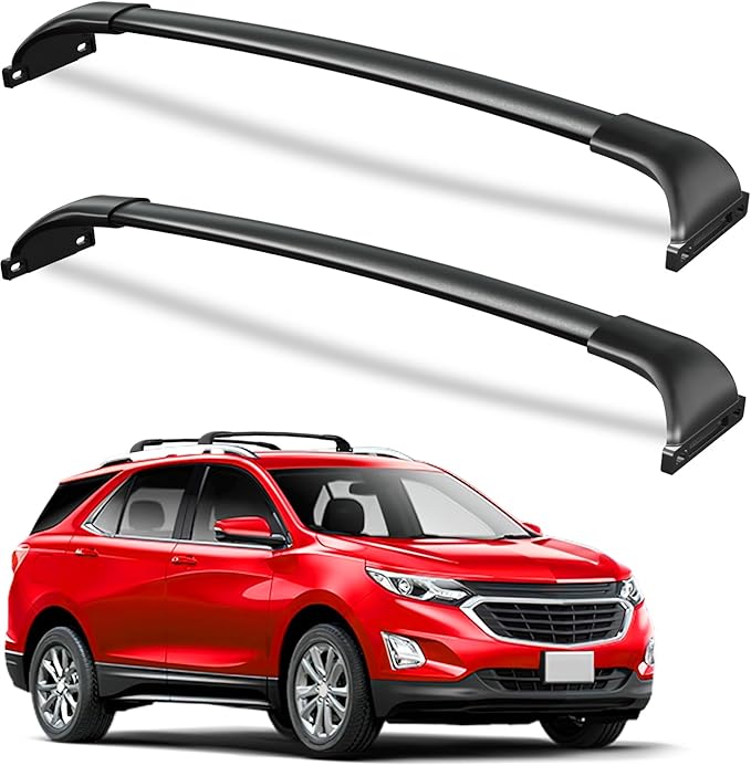 220lbs Roof Rack Cross Bars Compatible with Chevy Chevrolet Equinox 2018-2024 & GMC Terrain 2018-2024, Heavy Duty All-Metal Aluminum Roof Rails Crossbars Cargo Canoe Black Luggage