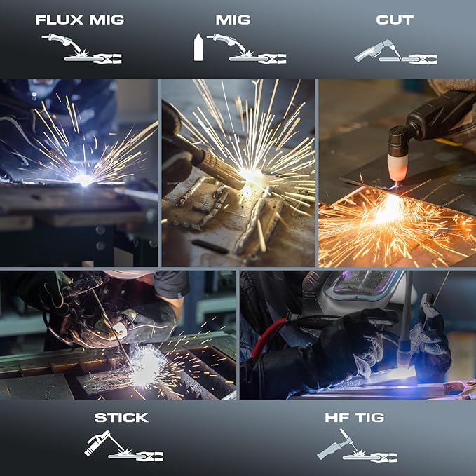 5 in 1 Plasma Cutter and Welder Combo, CUT/TIG/MIG/Flux MIG/MMA, 50A Plasma Cutter, 200A TIG and MIG, 180A STICK Welder, 110/220V Dual Voltage Multi-Functional Welder