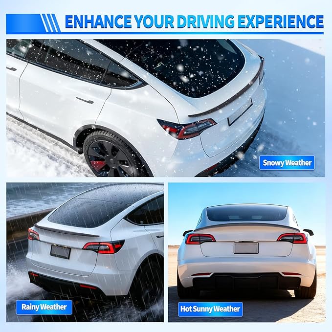 Nilight Spoiler Fit for Tesla Model Y 2020 2021 2022 2023 2024 Spoilers for Cars Rear Spoiler Wing Sporty Rear Trunk Lip Exterior Accessories Easy No-Drill Installation ABS Carbon Fiber Pattern