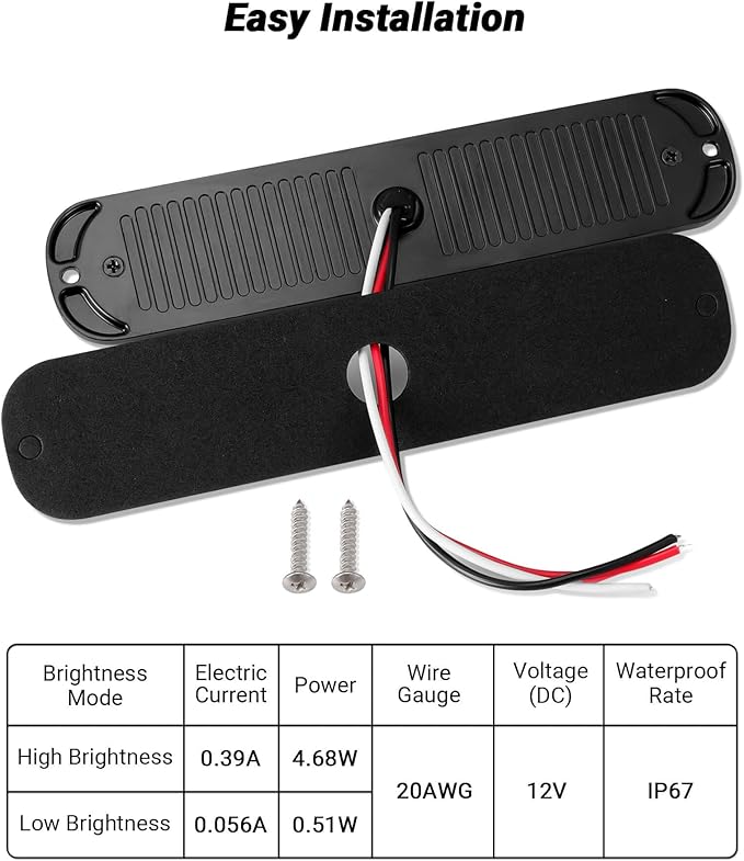 Aluminum Housing White 24LEDs Trailer Backup Reverse Light Surface Mount 7.5 inch Bar Strip Truck Bed Lights of Pickup Tractor Camper IP67 Waterproof 2Pcs