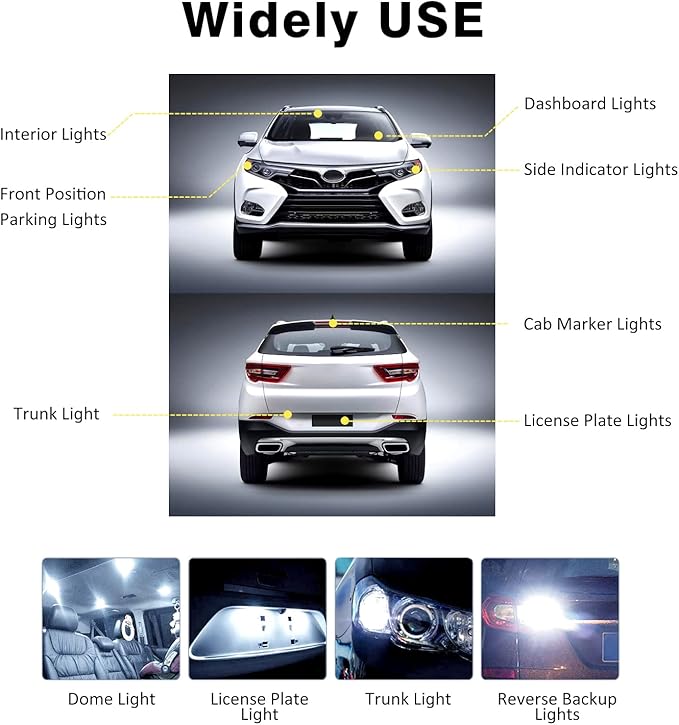 T10 921 194 168 175 LED Bulbs Cool White 20-Packs, Super Bright 3014 42-SMD Replacement 12 Volt RV Camper Trailer Boat Trunk Interior Dome Map License Lights, Backup Reverse Lights