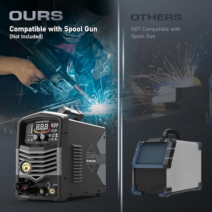 5 in 1 Plasma Cutter and Welder Combo, CUT/TIG/MIG/Flux MIG/MMA, 50A Plasma Cutter, 200A TIG and MIG, 180A STICK Welder, 110/220V Dual Voltage Multi-Functional Welder