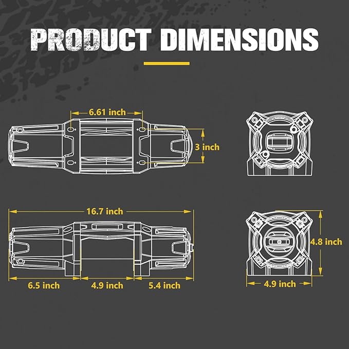 BUNKER INDUST 6500lb Electric Winch 12V Waterproof with Synthetic Rope Hawse Fairlead Kit for Offroad UTV ATV,Recovery Winch with Both Wireless Handheld Remote and Corded Control