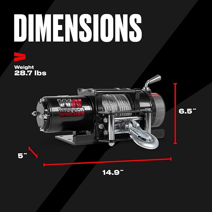 Warrior Winches Ninja 4500 lbs - Premium 12V Electric ATV/UTV Winch with Steel Cable, Compact and Powerful 12 Volt ATV Winch - Comes with Wireless Remote - Perfect for ATV, UTV, Boat, Trailer