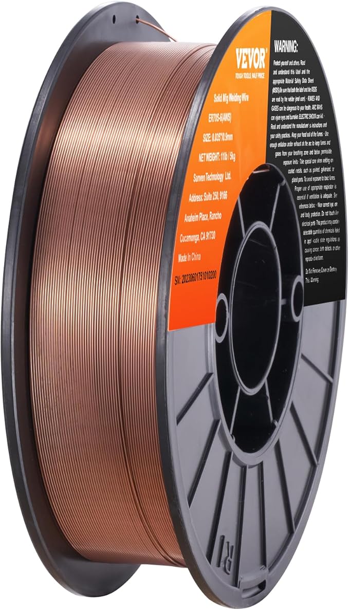 VEVOR Solid MIG Welding Wire, ER70S-6 0.035-inch 11LBS with Low Splatter and High Levels of Deoxidizers for All Position Gas Welding
