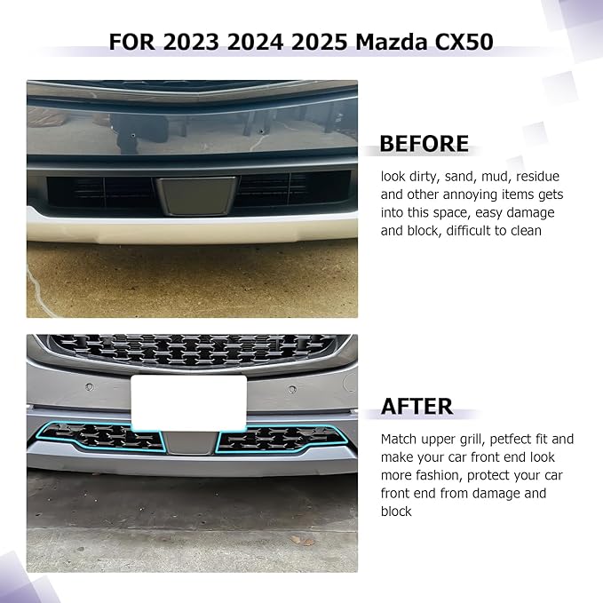 LUWU Front Grill Mesh Compatible With 2023 2024 2025 2026 Mazda CX-50 Front Mesh Grill Inserts Trims Front Mesh Grille Cover Guard for 2026 2025 Mazda CX50 Car Exterior Accessories ABS Material, 2PCS