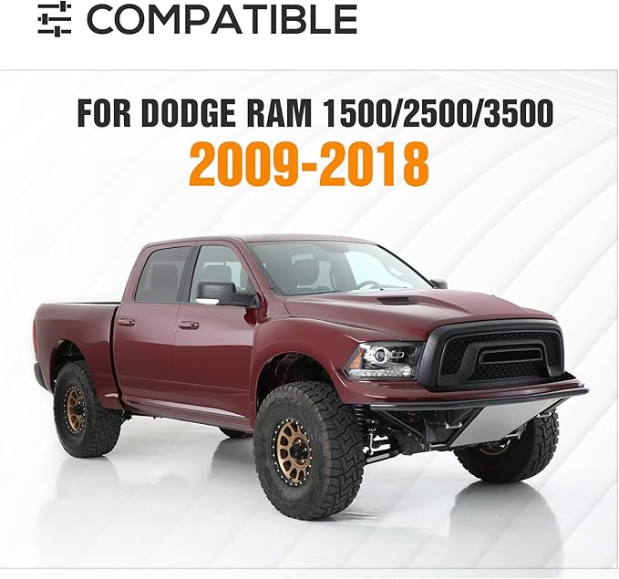 13.8" High Overland Bed Racks Truck Cargo Carrier Compatible with 2009-2018 Dodge Ram 1500/2500/3500 with 2 LED Lights and Bed Rails, Full-Size Truck Rear Ladder Rack Back Cross Bars