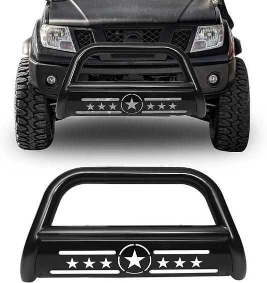 Bull Bar Pickup Truck 3" Brush Grille Guard with Removable Skid Plate Front Bumper, Compatible with Nissan Frontier 2005-2021/ Pathfinder 2005-2007/ Xterra 2005-2015, Black