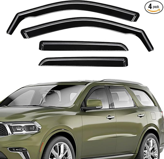 in-Channel Rain Guards Fit for Dodge Durango 2011-2025 Black Extra Durable Shatterproof Side Window Deflectors, Window Visors, Wind Deflectors - 4 PCS