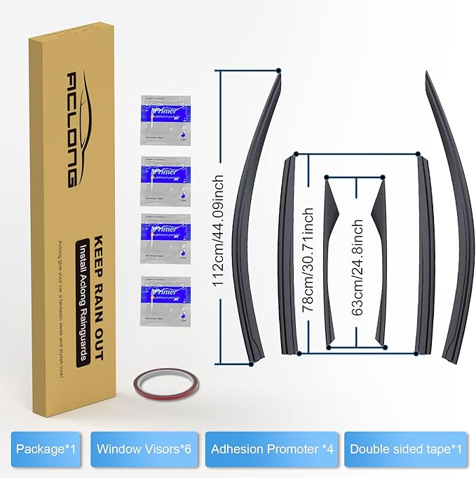 ACLONG Smoke Rain Guards Fit for Honda Accord 2018 2019 2020 2021 2022 Tape-On Side Shatterproof Window Visor, Window Deflectors, 6-Piece Set