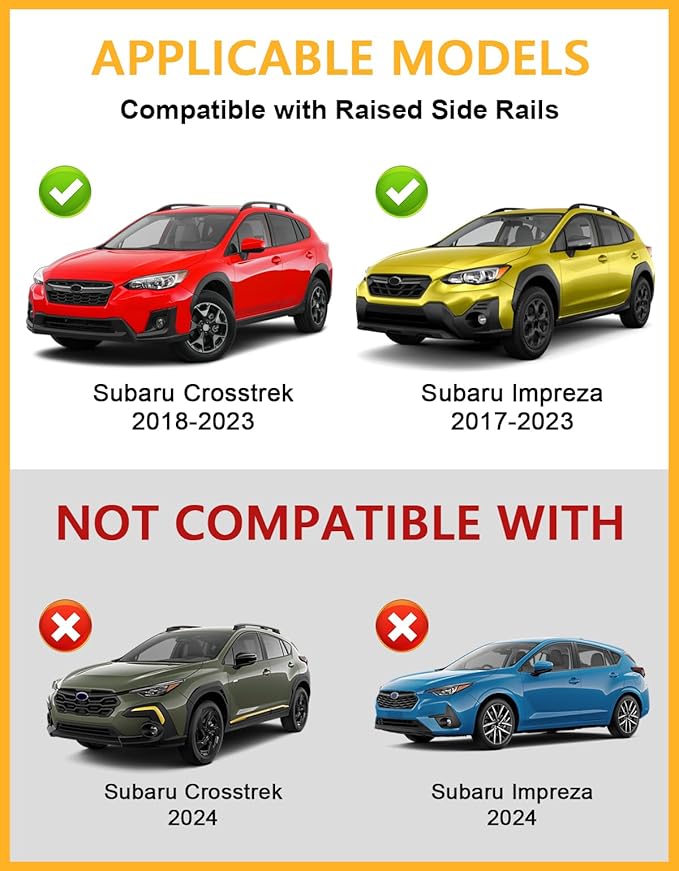 Tuyoung 300lbs Lockable Roof Rack Cross Bars Compatible with Subaru Crosstrek 2018-2023 & Impreza 2017-2023 with Side Rails, Heavy Duty Anti-Theft Aluminum Roof Crossbars Rooftop Luggage Carrier