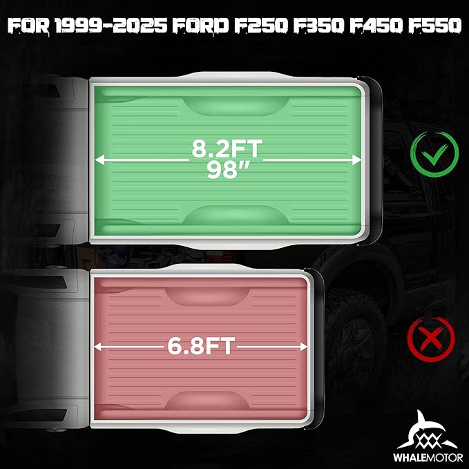 Truck Bed Tonneau Cover Compatible with Ford Super Duty 8.2 ft Long Box, 1999-2025 F250 F-250 F350 F-350, Soft Roll Up Style