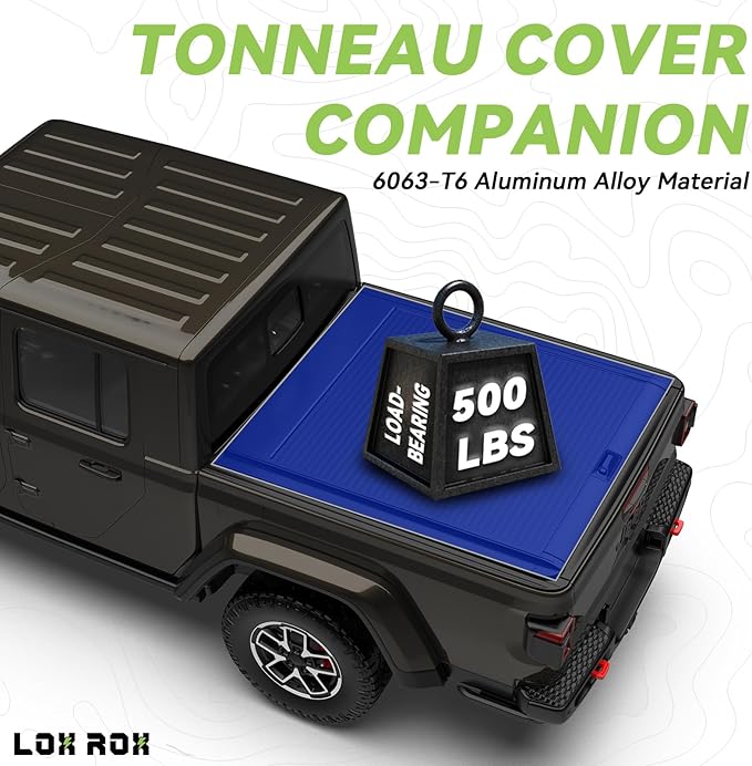 LOR ROX Retractable Hard Truck Bed Tonneau Cover for 2019-2023 Jeep Gladiato 5' Ft Bed (60.3") | Easy to Install | No Drilling Required Install | Enhanced Security & Sleek Design | Aluminum