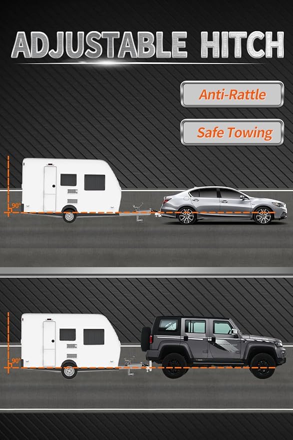 METOWARE Adjustable Trailer Hitch - Aluminum Tow Hitch Fits 2.5-Inch Receiver - Heavy Duty Drop Hitch with 8-Inch Drop/Rise for Truck (18,000 LBS GTW), Double Stainless Steel Locks & Hitch Pin