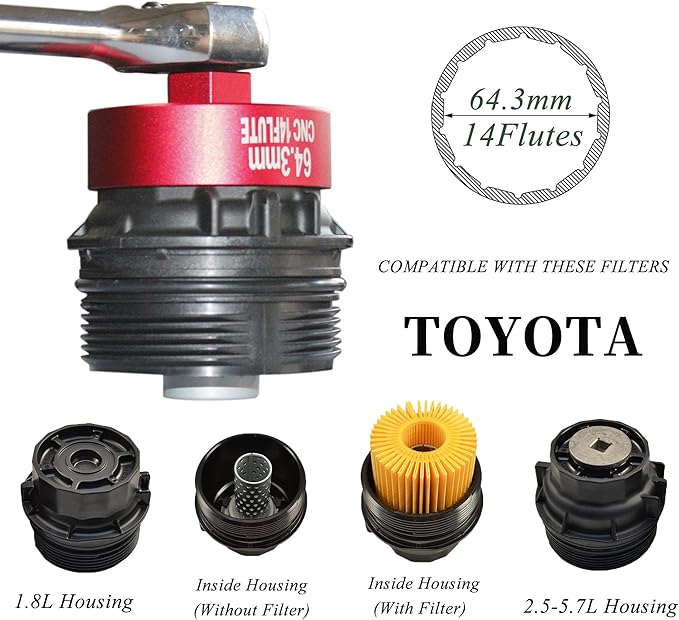 Oil Filter Wrench, Socket, for toyota Camry Tacoma Lexus Tundra 4Runner RAV4 Corolla Highlander Prius accessories- 64mm oil filter Tool