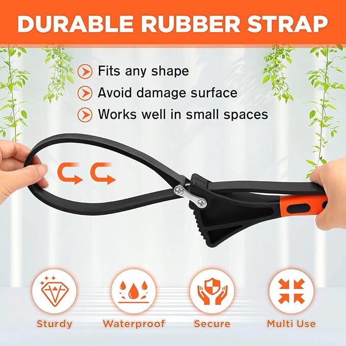 2-Piece Strap Wrench Set, Adjustable Rubber Oil Filter Wrench Max Diameter 4" and 6", Jar Opener Set Heavy Duty Blet Wrenches for Drain Sewer Cap Sink Pliers Nut Shower Head Valve Removal