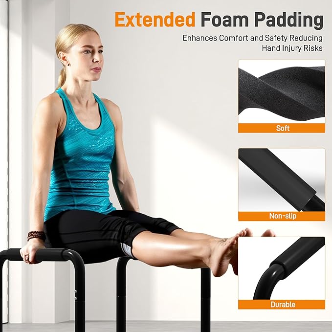 2-in-1 Adjustable Dip Bar Pro Max - Heavy Duty Parallel Bars with Connecting Parts, Extra Tall & Thickened Steel Design for Home Gym, Calisthenics & Strength Training