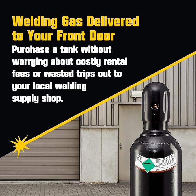 PrimeWeld 100% Argon Gas Welding Tank Full 125CF | DOT 3AA | USA CGA 580 Valve | Best Gas for TIG Welding Applications | Cylinders Full & Ready to Use