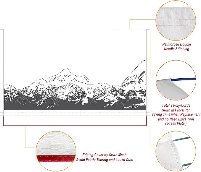 Leaveshade RV Awning Fabric Replacement Motorhome Camper Trailer Awning Fabric Super Heavy Vinyl Coated Polyester 18'3''(Fit for 19' Awning)- Mountains (Custom Looking)