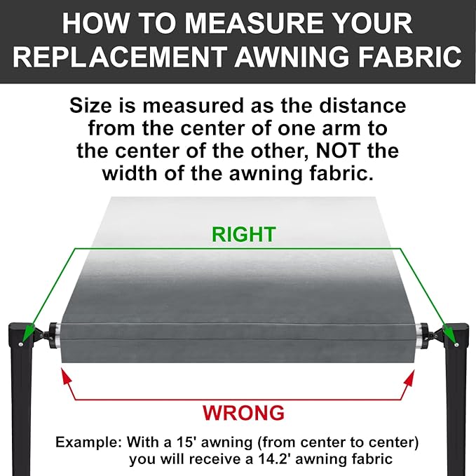 RecPro RV Awning Fabric Replacement | Width Options from 8 Feet to 22 Feet | Variety of Color Options | 8' (96") Length RV Awning Replacement | Premium Vinyl (16' - Actual Width 15' 1", Gray Fade)