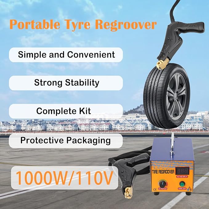 1000W Tire Groover Machine, 110V Rubber Tire Regroover Machine Tire Grooving Tool Iron Tire Groover Cutter with 20 pcs Blades Tire Groover Heated Machine for Rubber and Tires