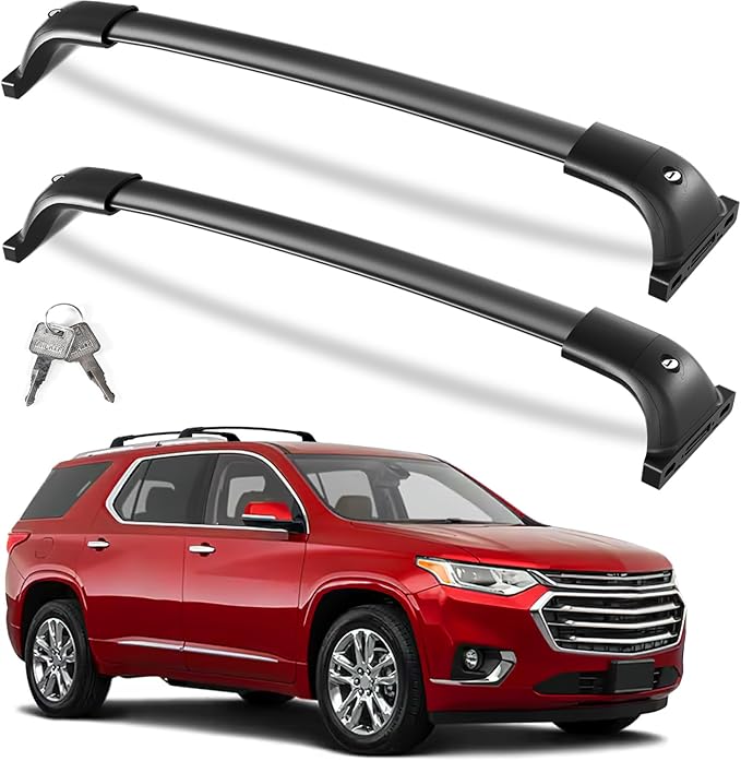 KINGGERI 260lbs Lockable Roof Rack Cross Bar Compatible with Chevrolet Chevy Traverse 2018-2021. Heavy Duty All Aluminum Crossbars Rooftop Cargo Basket Luggage Kayak Canoe Snowboard Bike