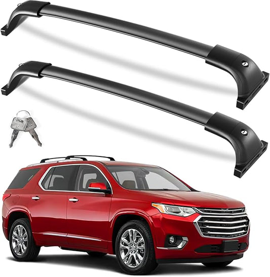 KINGGERI 260lbs Lockable Roof Rack Cross Bar Compatible with Chevrolet Chevy Traverse 2018-2021. Heavy Duty All Aluminum Crossbars Rooftop Cargo Basket Luggage Kayak Canoe Snowboard Bike