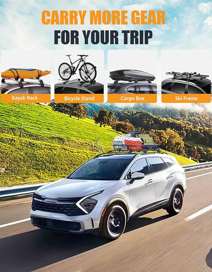 KINGGERI 300lbs Roof Rack Cross Bars Compatible with 2023-2026 Kia Sportage X-line AWD/X-Pro/X-Pro Prestige Trims with Raised Side Rail, Lockable Heavy Duty Aluminum Roof (Not for Panoramic sunroof)